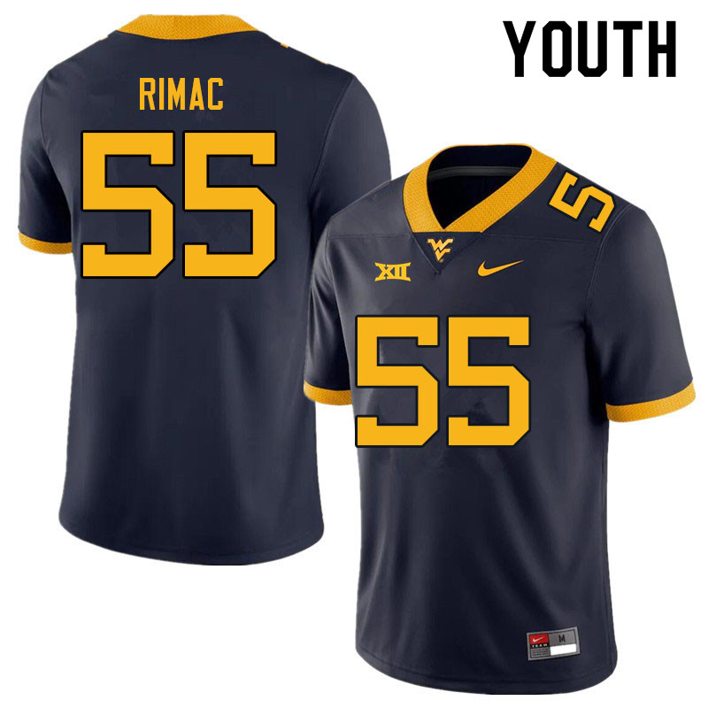 Youth #55 Tomas Rimac West Virginia Mountaineers College Football Jerseys Sale-Navy